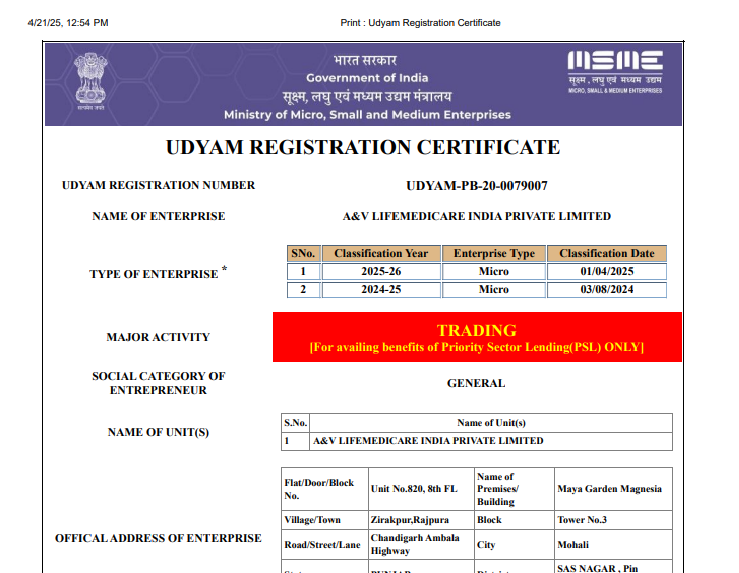 Udyam Certificate